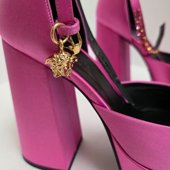 Versace Medusa Aevitas Satin Crystal-Embellished Platform Pumps - Picture 10 of 16